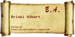 Briski Albert névjegykártya